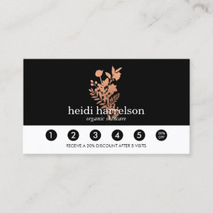 Rose Gold Floral Logo auf der Black Loyalty Card Treuekarte