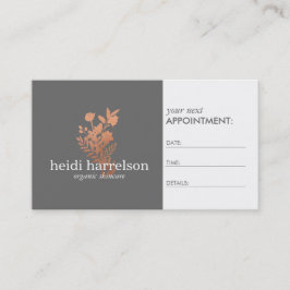 Rose Gold Floral Logo auf der Grauen Appointment-K Terminkarte