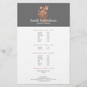 Rose Gold Floral Logo auf der Liste der Preise für Flyer