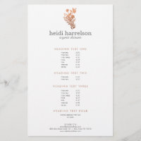 Rose Gold Floral Logo auf der White Price List Fly