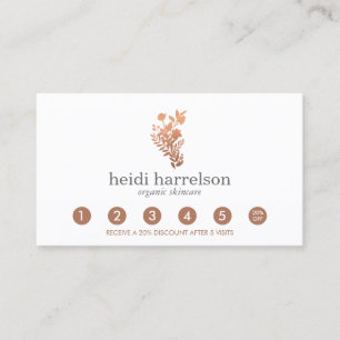 Rose Gold Floral Logo auf der White Salon Loyalty  Treuekarte