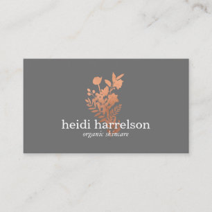 Rose Gold Floral Logo auf Grau Visitenkarte