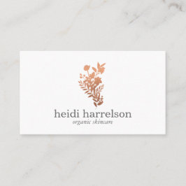 Rose Gold Floral Logo auf Weiß Visitenkarte