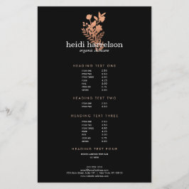 Rose Gold Floral Logo Black Salon Preisliste Flyer