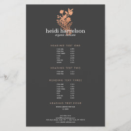 Rose Gold Floral Logo Dunkelgrau Salon Preisliste Flyer