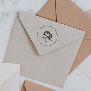 Rose Gold Floral Logo Rücksendeadresse Briefmarke Gummistempel