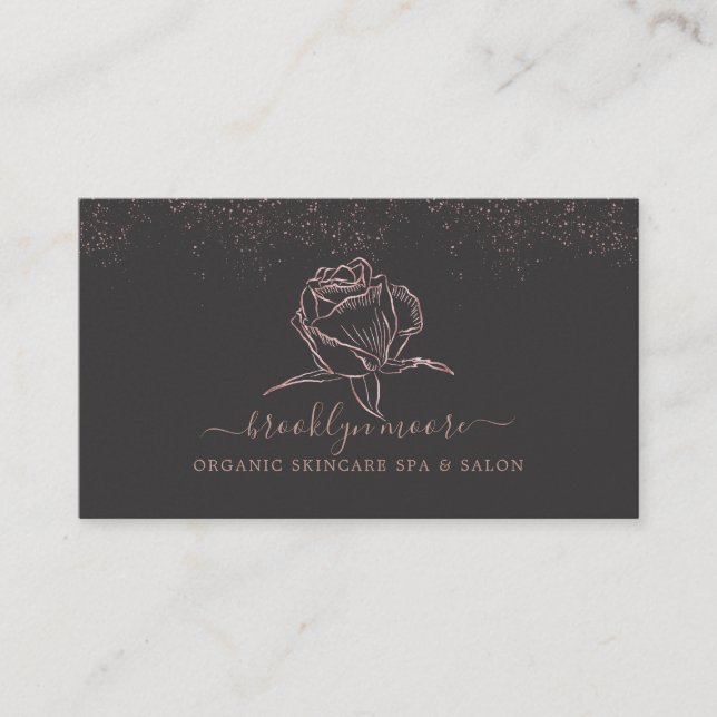Rose Gold Floral Logo Visitenkarte (Vorderseite)