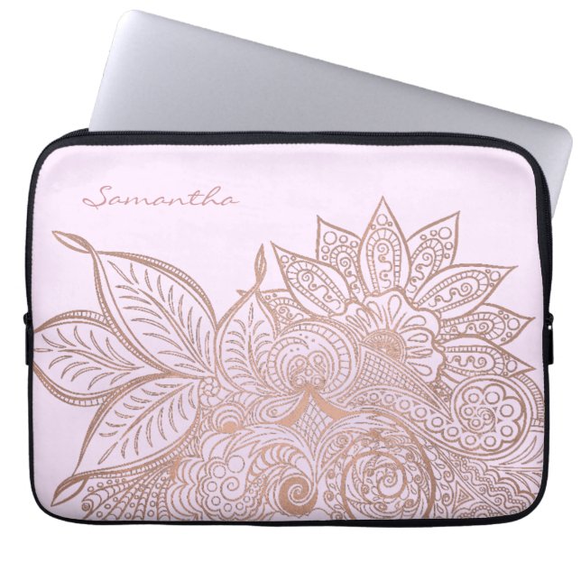 Rose Gold Floral Mandala Notebook-Fall Laptopschutzhülle (Vorderseite)