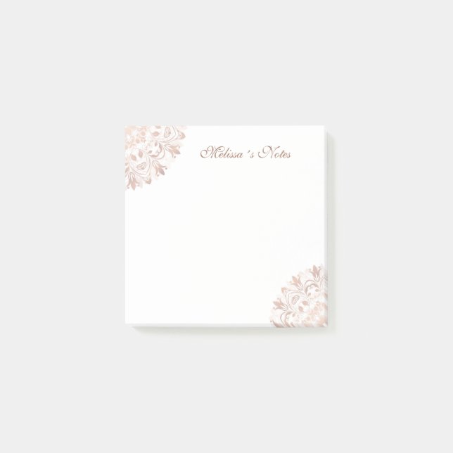 Rose Gold Floral Mandala Post-it Klebezettel (Vorderseite)