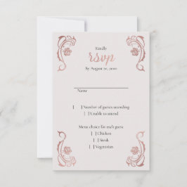 Rose Gold Floral Messe Hochzeit RSVP Karte