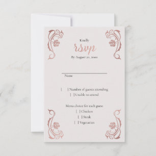 Rose Gold Floral Messe Hochzeit RSVP Karte