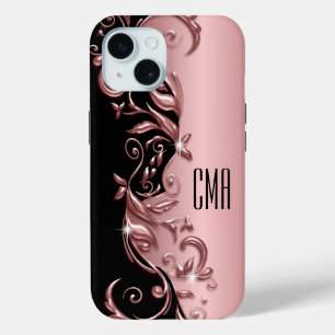 Rose Gold Floral - Monogramm Case-Mate iPhone Hülle