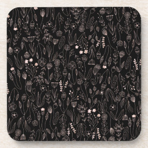 Rose Gold Floral Muster Getränkeuntersetzer