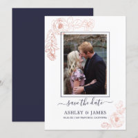 Rose Gold Floral Navy Foto Hochzeit speichern das 