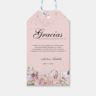 Rose Gold Floral Quinceñera Vielen Dank für Ihre U Geschenkanhänger