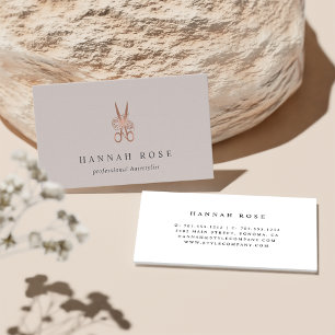 Rose Gold Floral Scheren Logo Haarstylle Visitenkarte