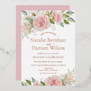 Rose Gold Floral Wedding Foil Einladung