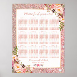 Rose Gold Floral Wedding Plan Poster
