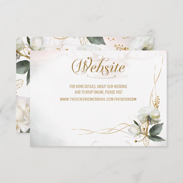 Rose Gold Floral Wedding Website Begleitkarte (Vorne/Hinten)