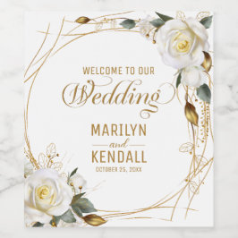 Rose Gold Floral Weinetikett