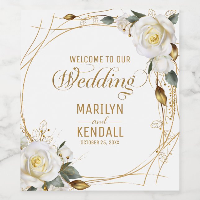 Rose Gold Floral Weinetikett (Einzelnes Label)