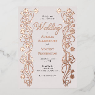 Rose Gold Florale Märchenhochzeit Folieneinladung