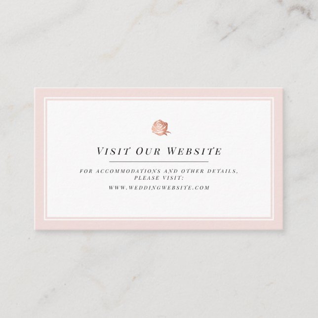 Rose gold florale minimalistische Website Beilage  Platzkarte (Vorderseite)