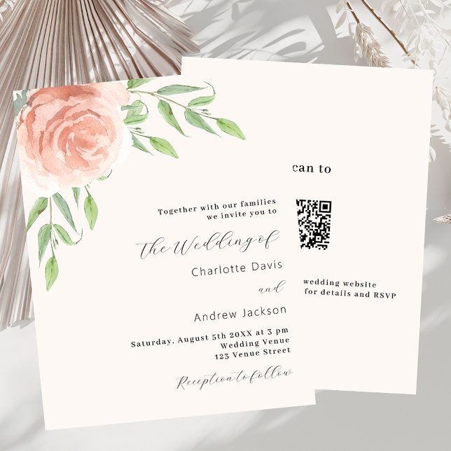 Rose Gold florale QR UAWG Hochzeit Einladung (Von Creator hochgeladen)