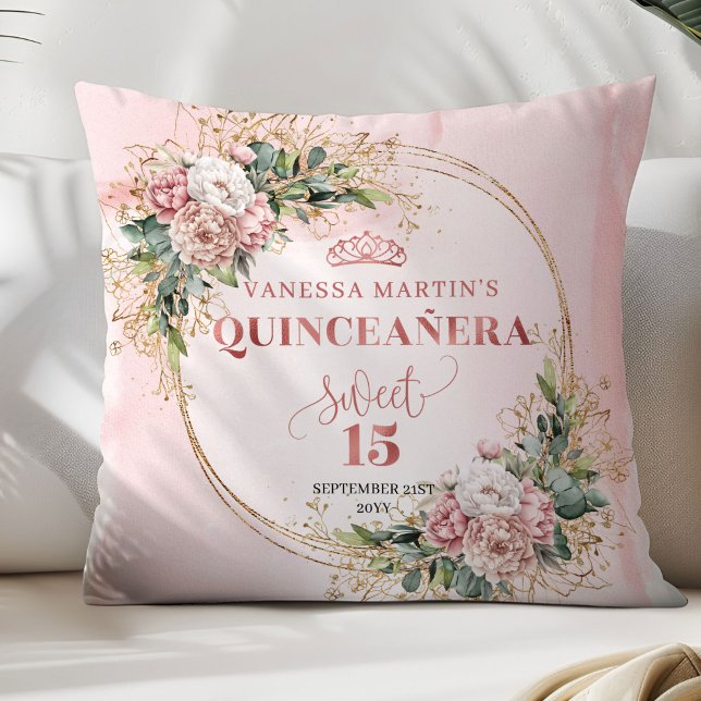 Rose Gold Flowers Greenery Perfect Gift Quince  Kissen (Rose Gold Flowers Greenery Perfect Gift Quince Pillow)