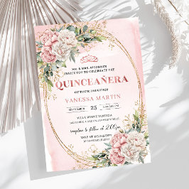 Rose Gold Flowers Greenery Quince Invitation Einladung