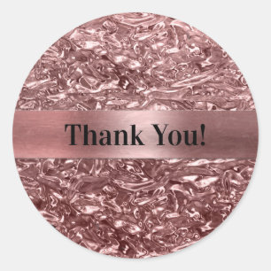 Rose Gold Flüssig-Chrom-Metallic Chic-Partygeschen Runder Aufkleber