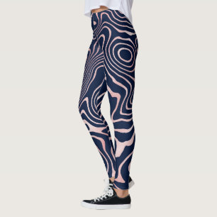 Rose Gold flüssige wirbeln Abstrakt blaues Design Leggings