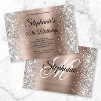 Rose Gold Fohlen Silver Glitzer Monogram Geburtsta