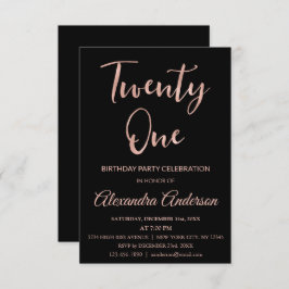 Rose Gold Foil 21. Geburtstag Einladung