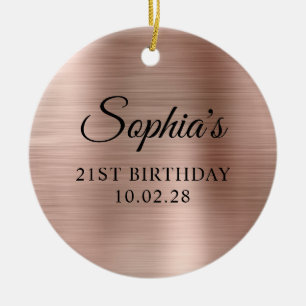 Rose Gold Foil 21. Geburtstag Foto Keramik Ornament