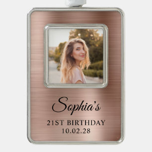 Rose Gold Foil 21. Geburtstag Foto Rahmen-Ornament Silber