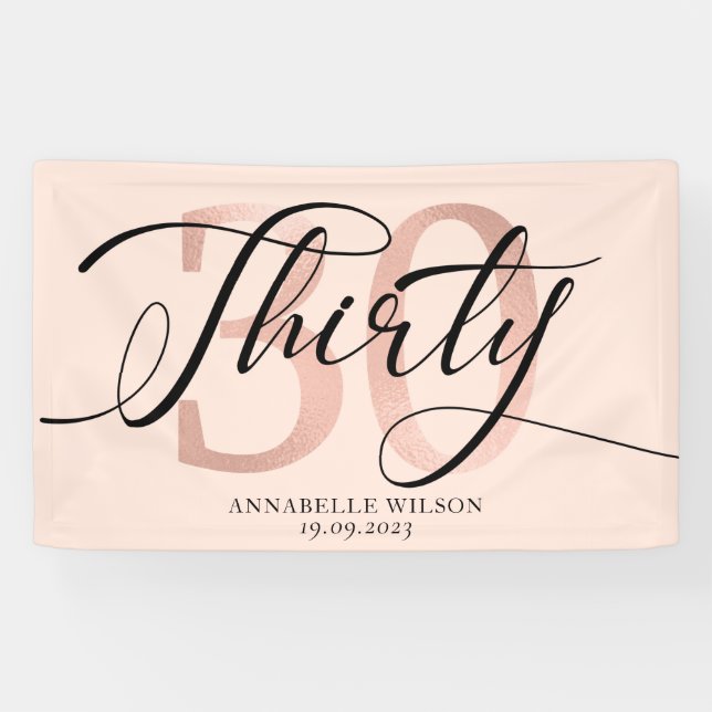 Rose Gold Foil 30. Geburtstag   Banner (Horizontal)
