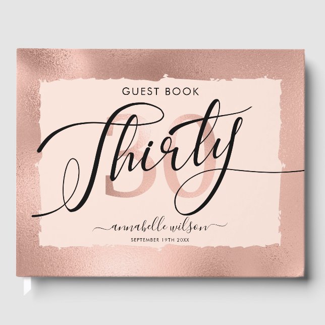 Rose Gold Foil 30. Geburtstag Foto Gästebuch (Vorderseite)