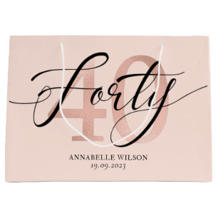 Rose Gold Foil 40. Geburtstag Große Geschenktasch Geschenktüte