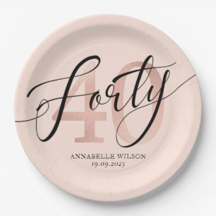 Rose Gold Foil 40. Geburtstag Pappteller