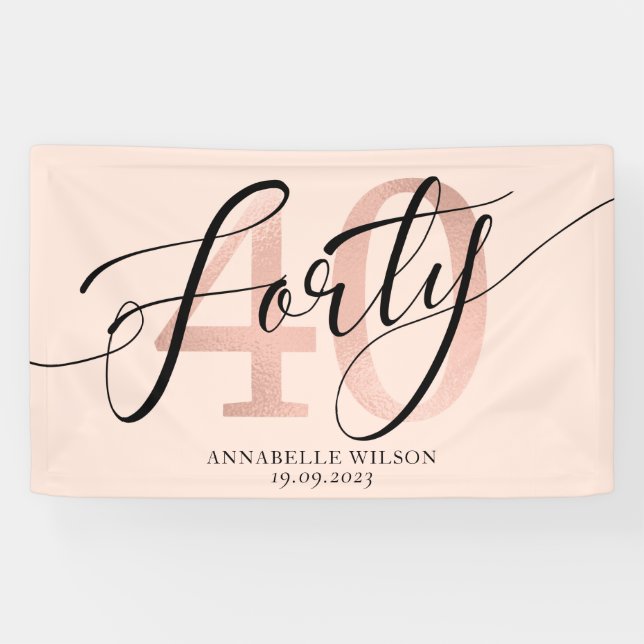 Rose Gold Foil 40.    GeburtstagBanner Banner (Horizontal)