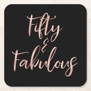 Rose Gold Foil 50 und fabelhaft Rechteckiger Pappuntersetzer