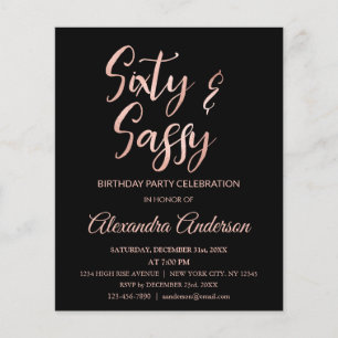 Rose Gold Foil 60 Sixty Sassy Geburtstag Flyer