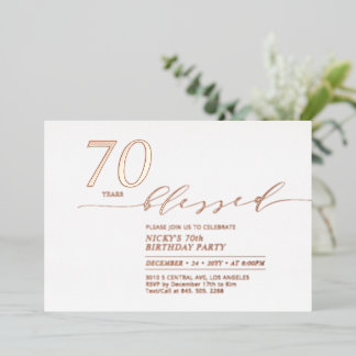 Rose Gold Foil | 70 Years Loved Birthday Party Folieneinladung