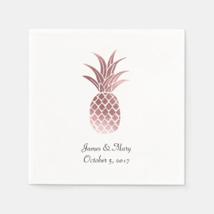 Rose Gold Foil Ananas Hochzeitscocktail Napkins Serviette