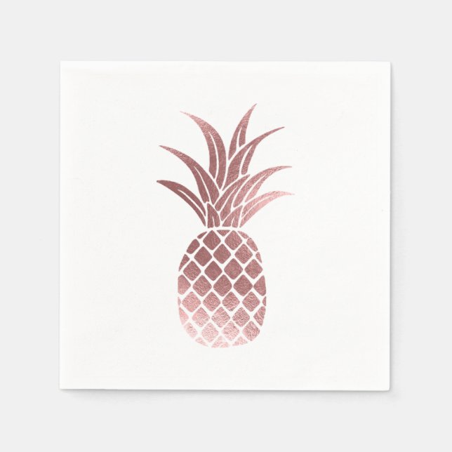 Rose Gold Foil Ananas Napkins Serviette (Vorderseite)