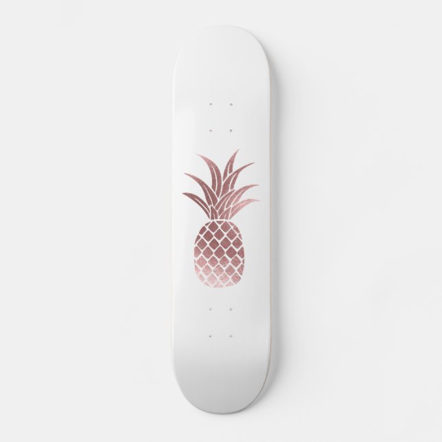 Rose Gold Foil Ananas Skateboard (Vorderseite)
