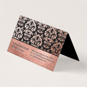 Rose Gold Foil and Damask Muster Visitenkarten