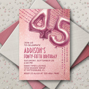 Rose Gold Foil Balloons 45. Geburtstag Einladung