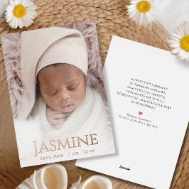 Rose Gold Foil Birth Announccard Folieneinladung